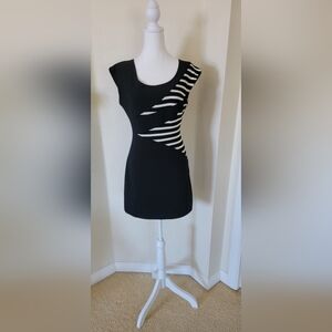 Joseph Ribkoff Black and White Midi Dress